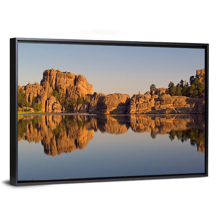 Sylvan Lake Reflection Wall Art as a framed canvas
