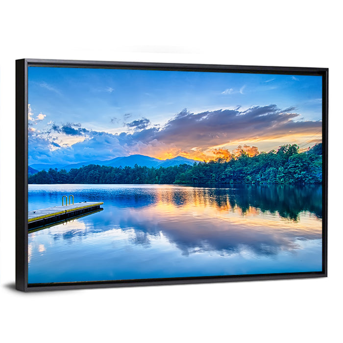 Santeetlah Lake at Golden Hour Wall Art as a framed canvas