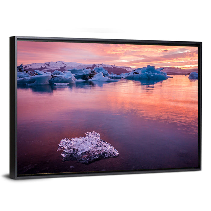 Jökulsárlón Dusk Lagoon Wall Art as a framed canvas