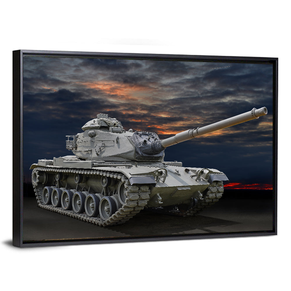 Military Tank on Petrol Wall Art