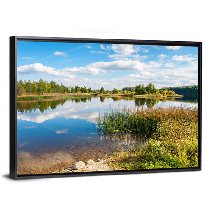 Paunkula Lake Reflections Wall Art as a framed canvas