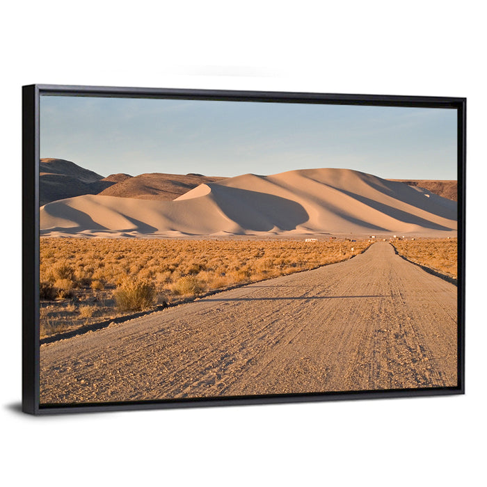 Sand Mountain Dune Road Wall Art as a framed canvas