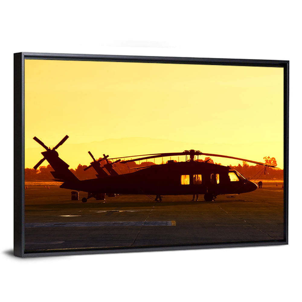 Military Helicopter at Base Wall Art