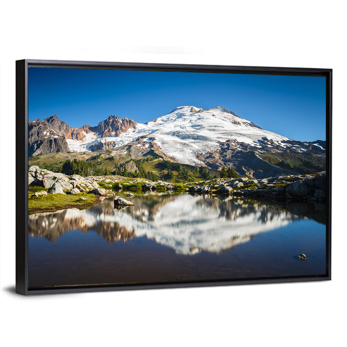 Snow-capped Mount Baker Wall Art as a framed canvas