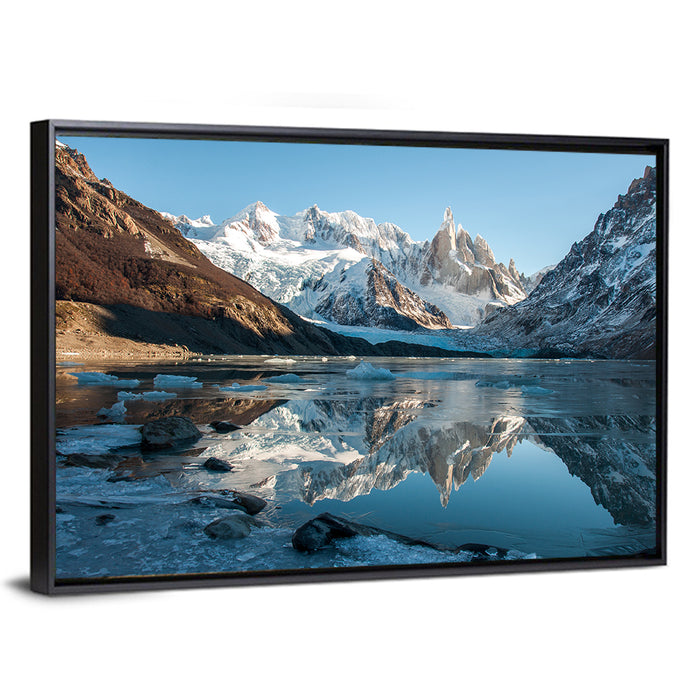 Cerro Torre Reflection, Laguna Torre Wall Art as a framed canvas