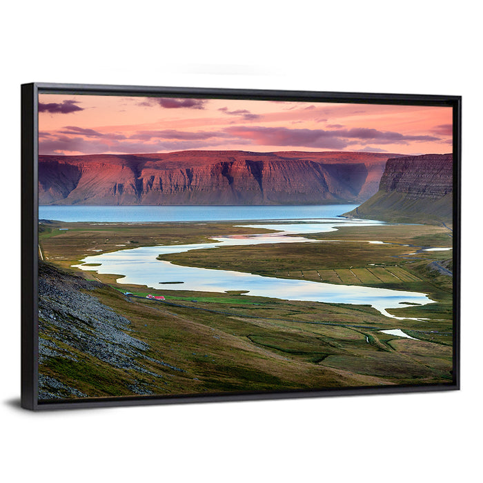 Westfjords Dusk, Iceland Wall Art as a framed canvas