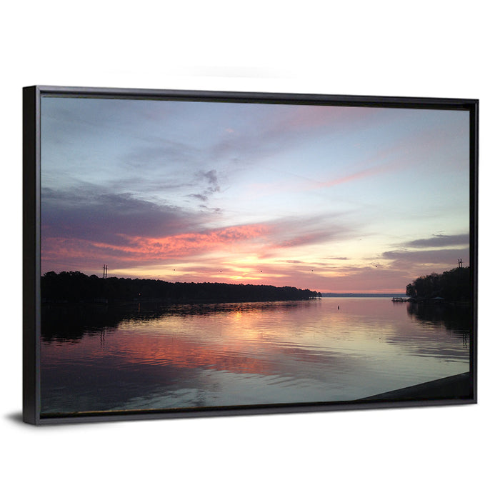 Lake Eufaula Sunset Wall Art as a framed canvas