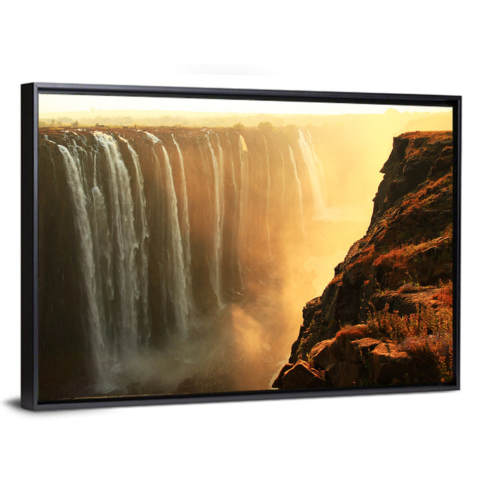 Victoria Falls Golden Hour Wall Art as a framed canvas