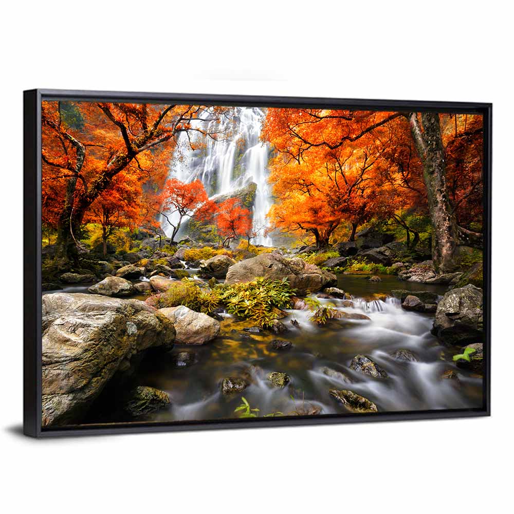 Autumn Forest Waterfall Wall Art