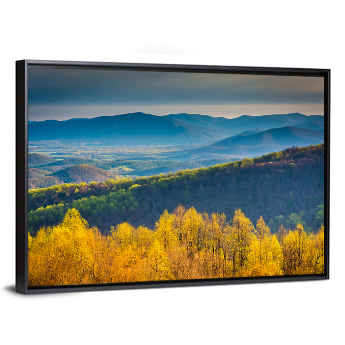 Shenandoah Golden Hour Ridge Wall Art as a framed canvas