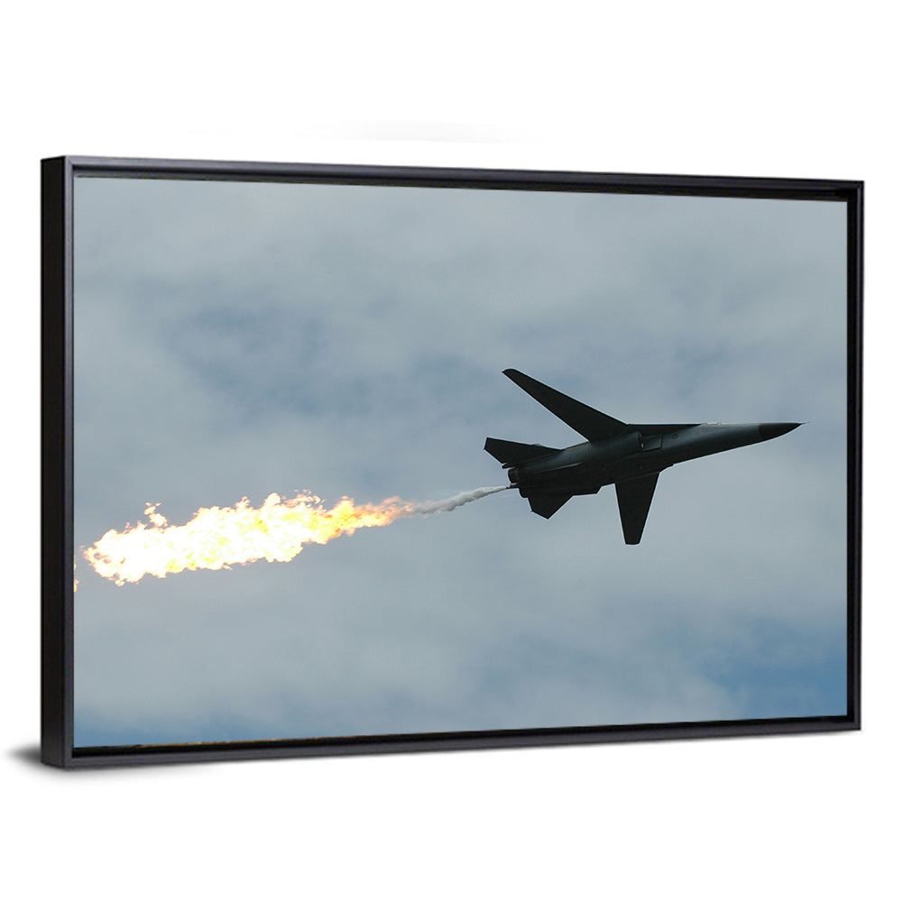 Fighter Jet with Flaming Exhaust Wall Art