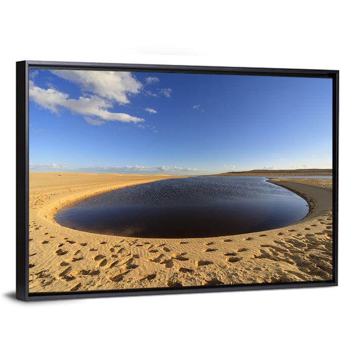 Fayoum Lake Footprints Wall Art as a framed canvas