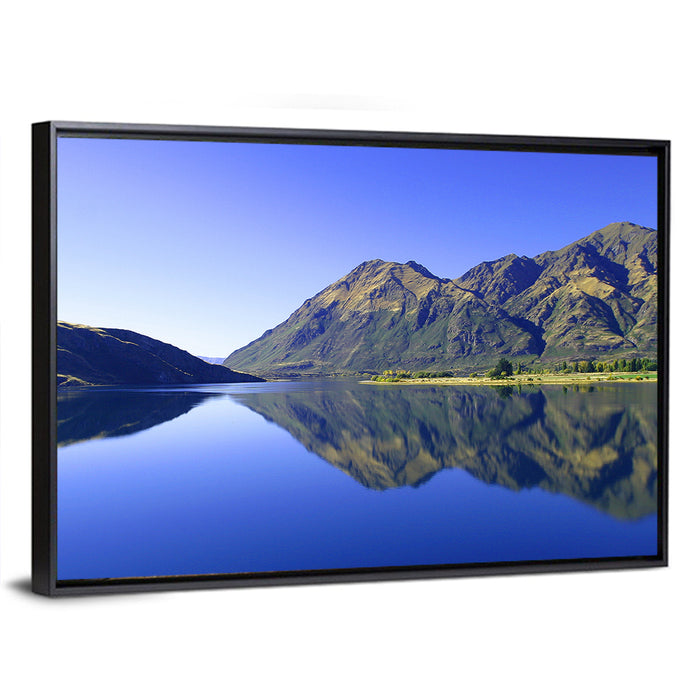 Lake Hawea Mirror Reflection Wall Art as a framed canvas
