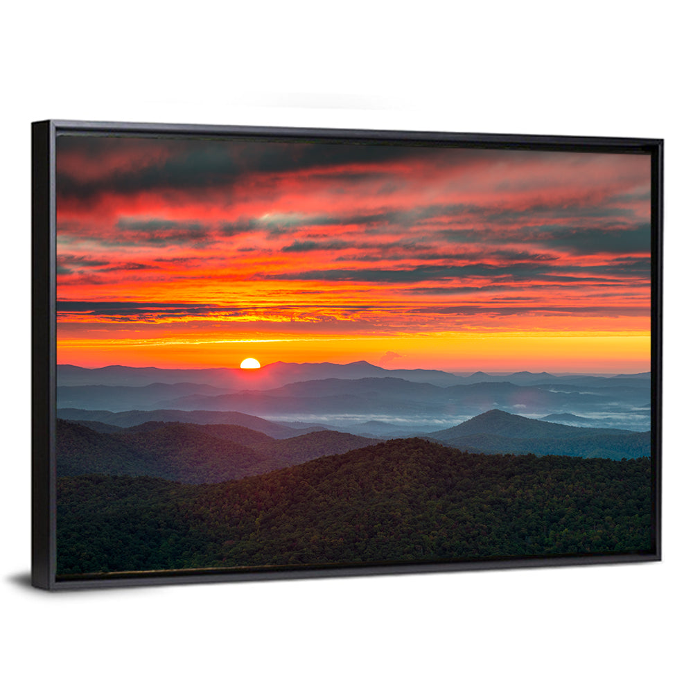 Blue Ridge Sunrise Over Misty Ridges Wall Art