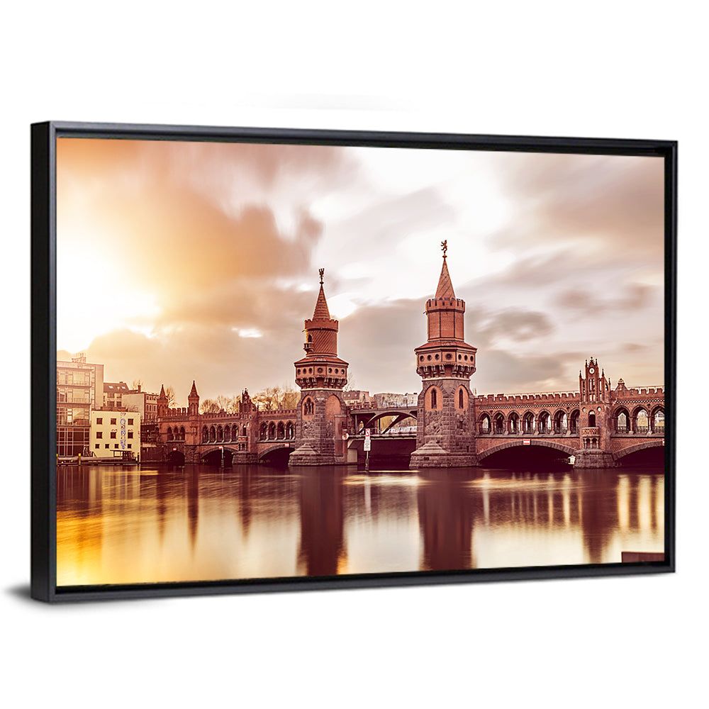 Oberbaumbruecke Sunset Reflection Berlin Wall Art