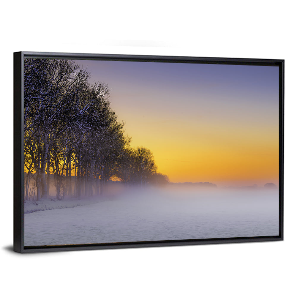 Foggy Winter Sunset Wall Art