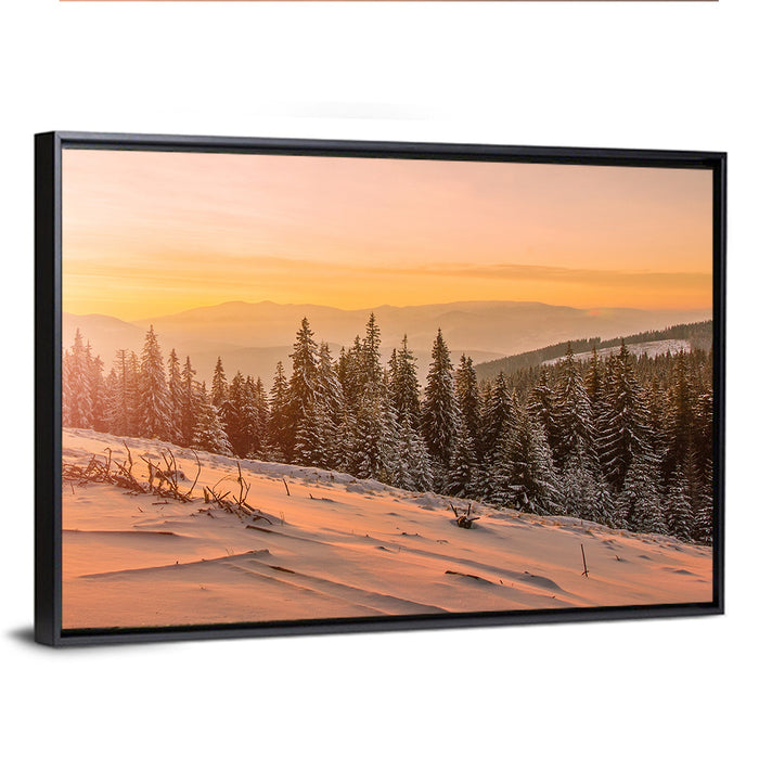 Hoverla Snowfield at Sunset Wall Art as a framed canvas