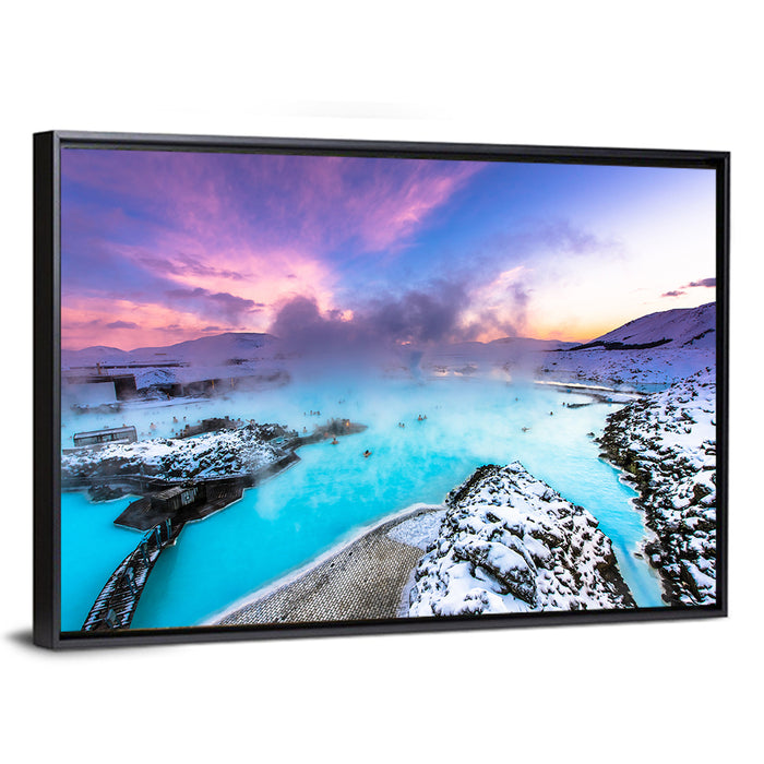 Blue Lagoon Grindavík Sunrise Wall Art as a framed canvas
