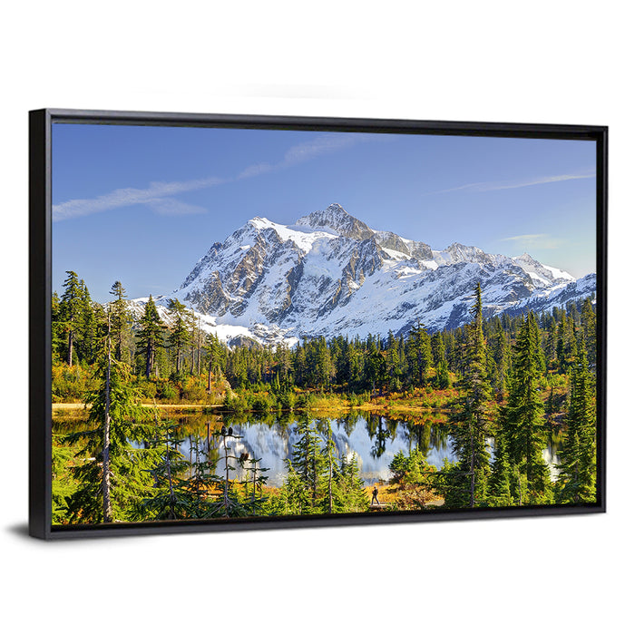 Mount Shuksan Lake Reflection Wall Art as a framed canvas