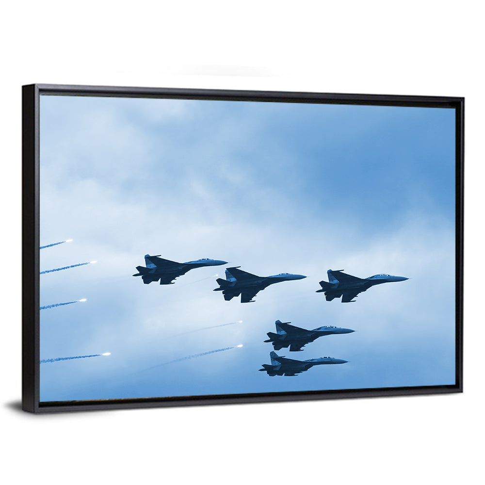 Five Fighter Jets in Formation Wall Art