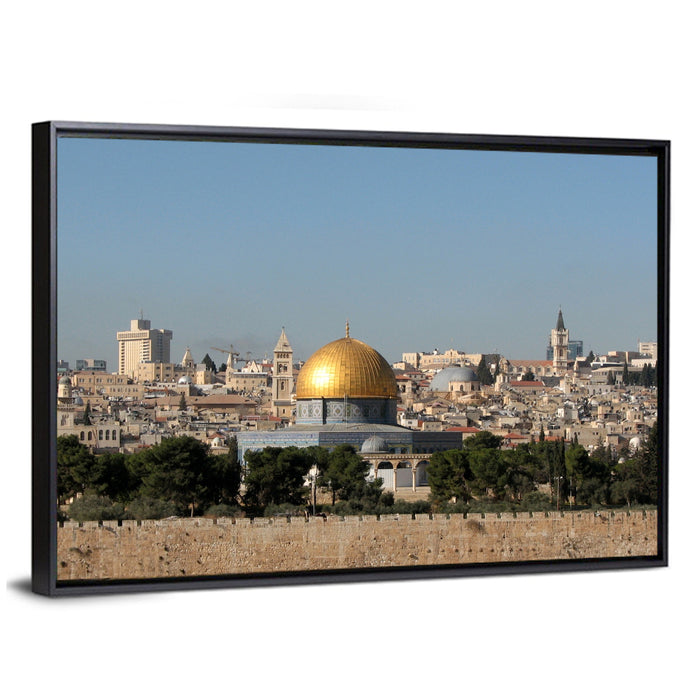 Golden Dome of the Rock, Jerusalem Wall Art as a framed canvas