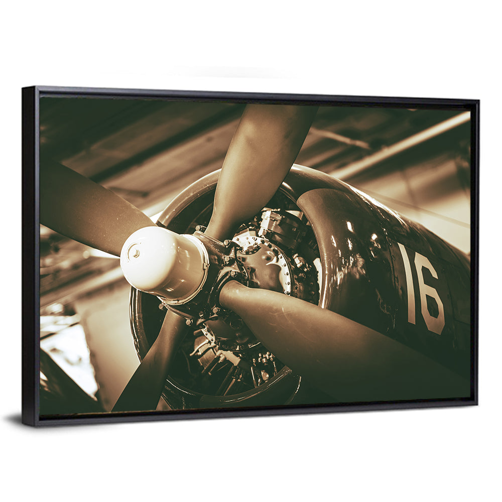 Vintage Military Propeller Plane Wall Art
