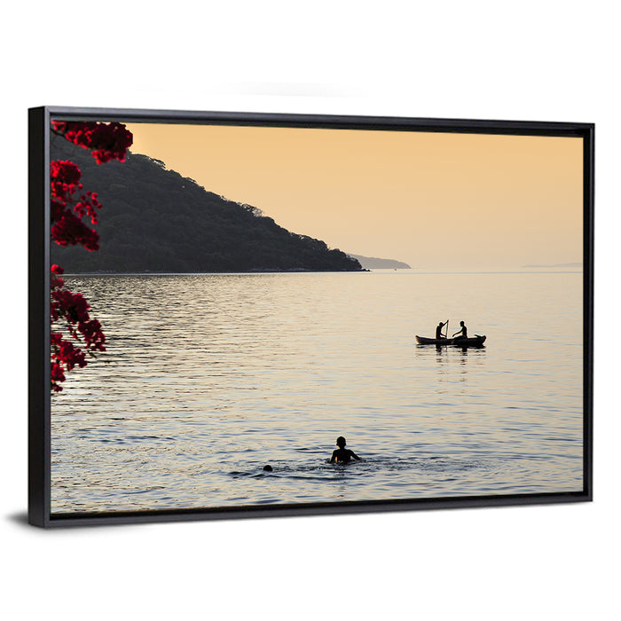 Lake Malawi Golden Hour Wall Art as a framed canvas