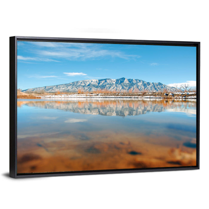 Rio Grande at Sandia Mountains Wall Art as a framed canvas