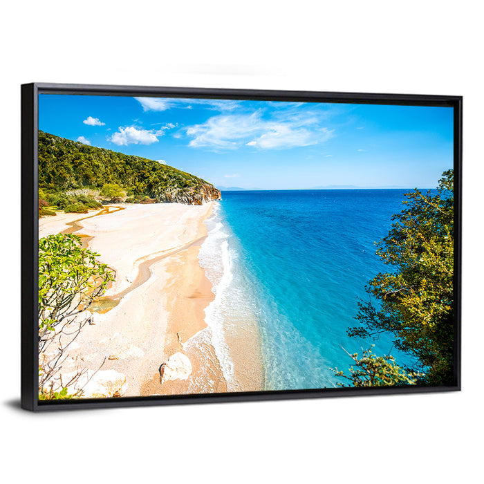 Mylopotamos Turquoise Beach Wall Art as a framed canvas
