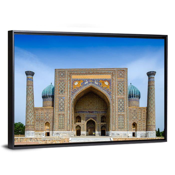 Sher-dor Madrasah, Registan Square Wall Art as a framed canvas