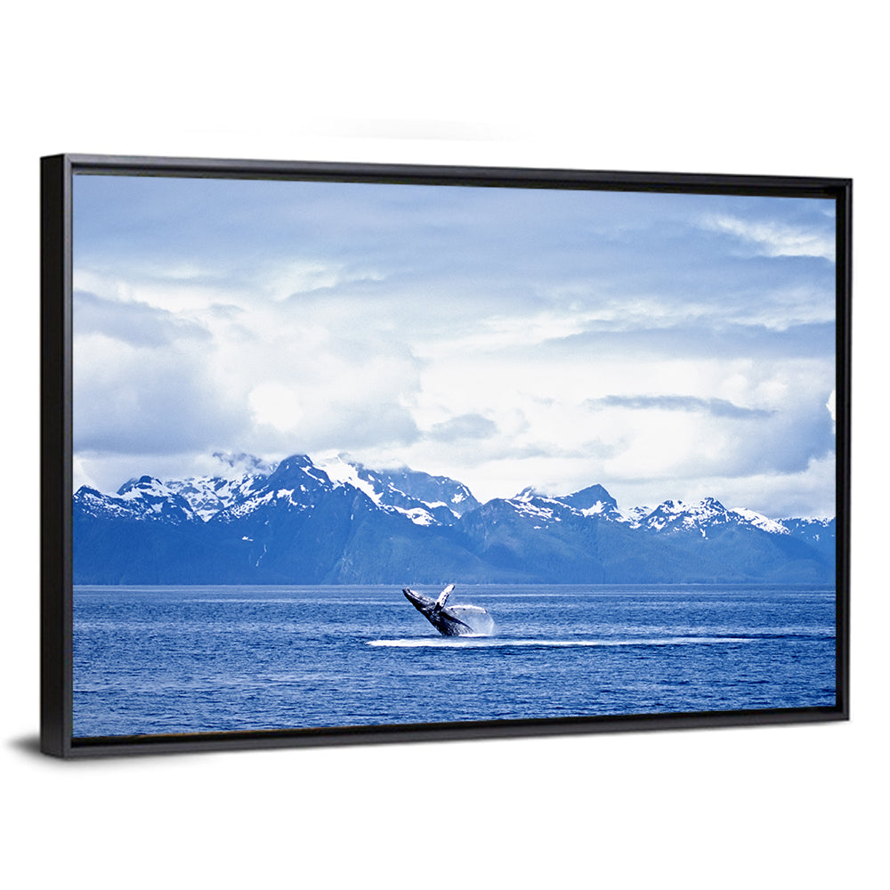 Humpback Whale with Snow Capped Mountains Wall Art