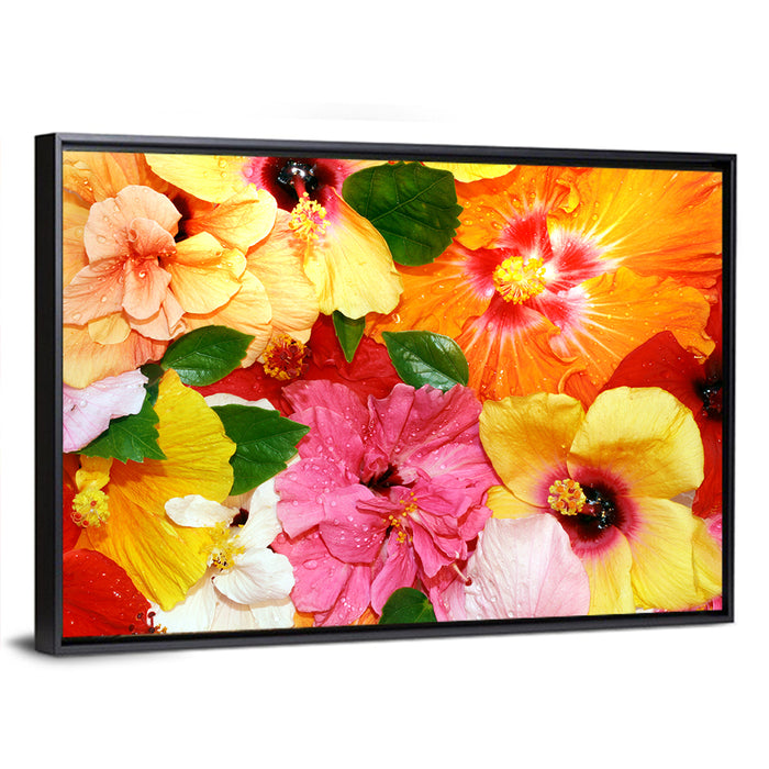 Vibrant Hibiscus Close-up Wall Art as a framed canvas