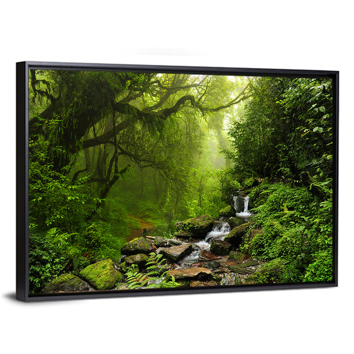 Annapurna Jungle Stream Wall Art as a framed canvas