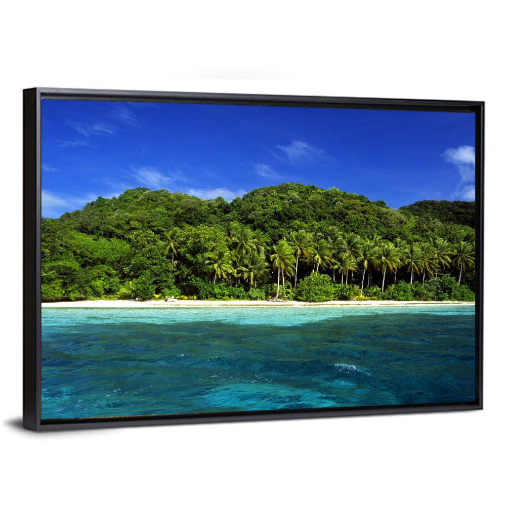 Turquoise Tropical Island Scene Wall Art