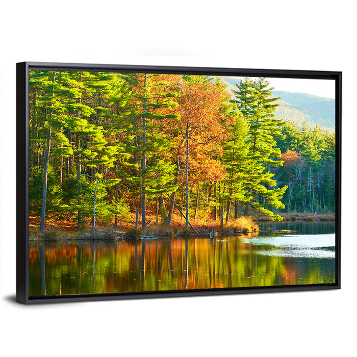 White Mountain National Forest Reflection Wall Art as a framed canvas