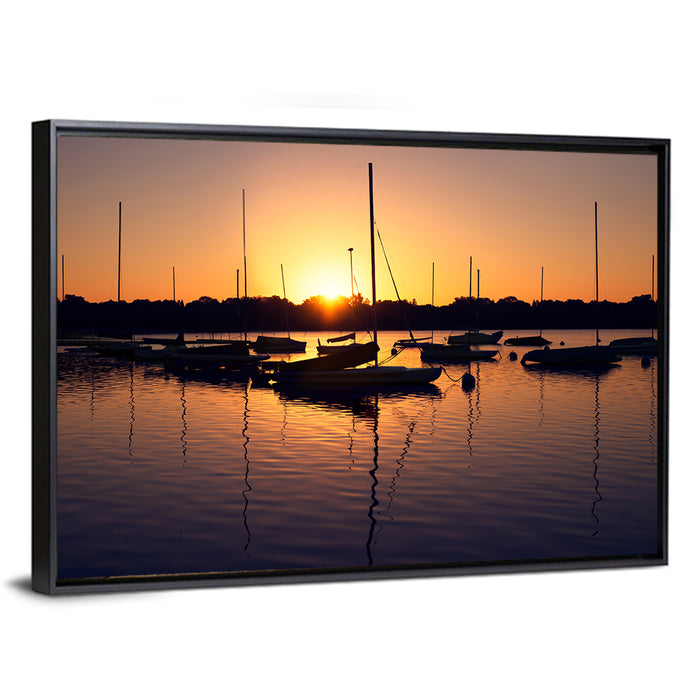 Lake Harriet Golden Sunrise Wall Art as a framed canvas