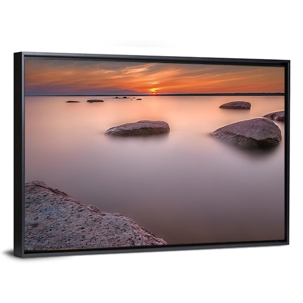 Lake Peipsi Sunset with Rocks Wall Art