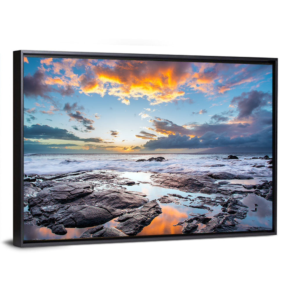 Sunset Over Volcanic Shore Wall Art