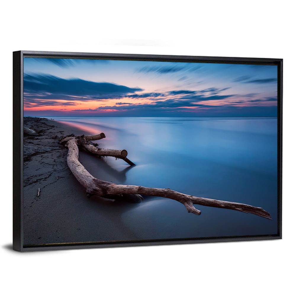 Calm Seascape at Dusk Wall Art, framed canvas, landscape