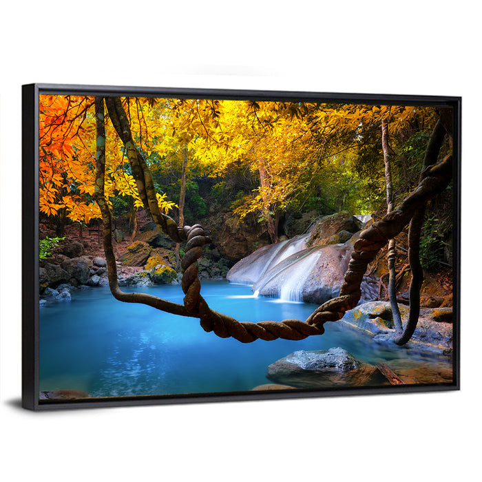 Erawan Waterfall Pool, Kanchanaburi Wall Art as a framed canvas