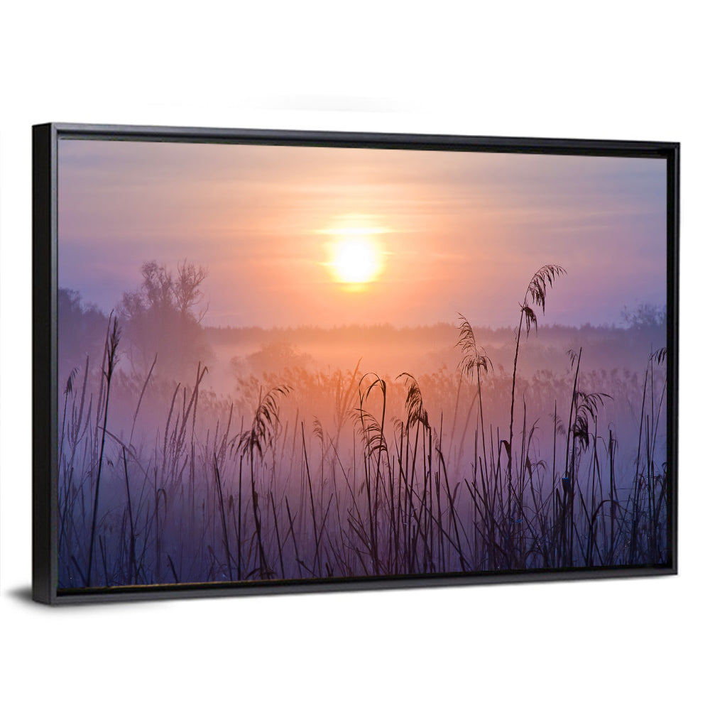 Lavender Sunrise Over Reeds Wall Art