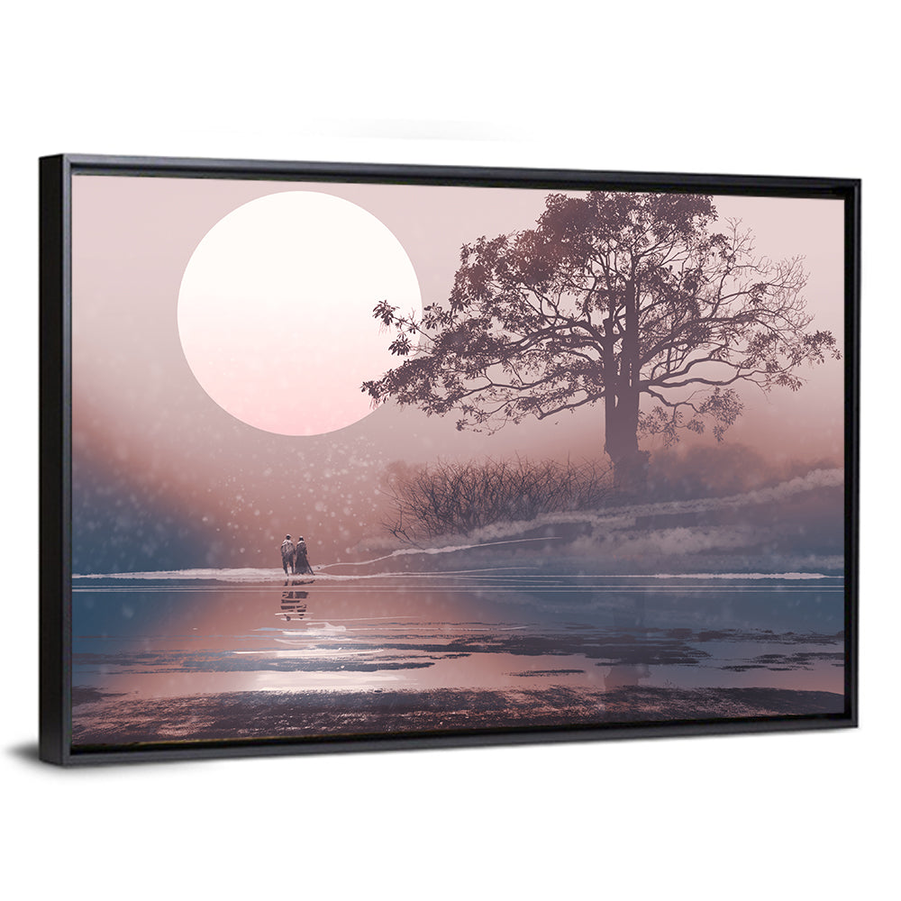 Couple Under Supermoon Wall Art