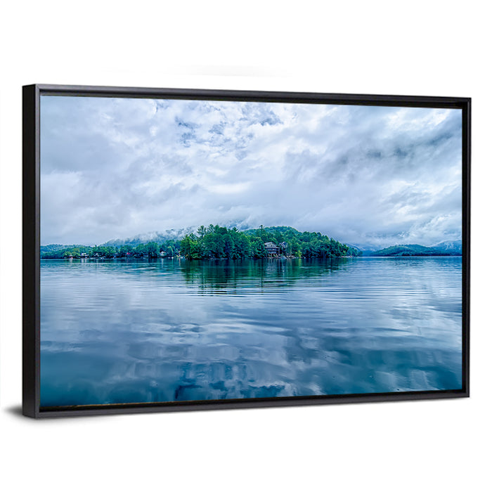 Lake Santeetlah Reflection Wall Art as a framed canvas