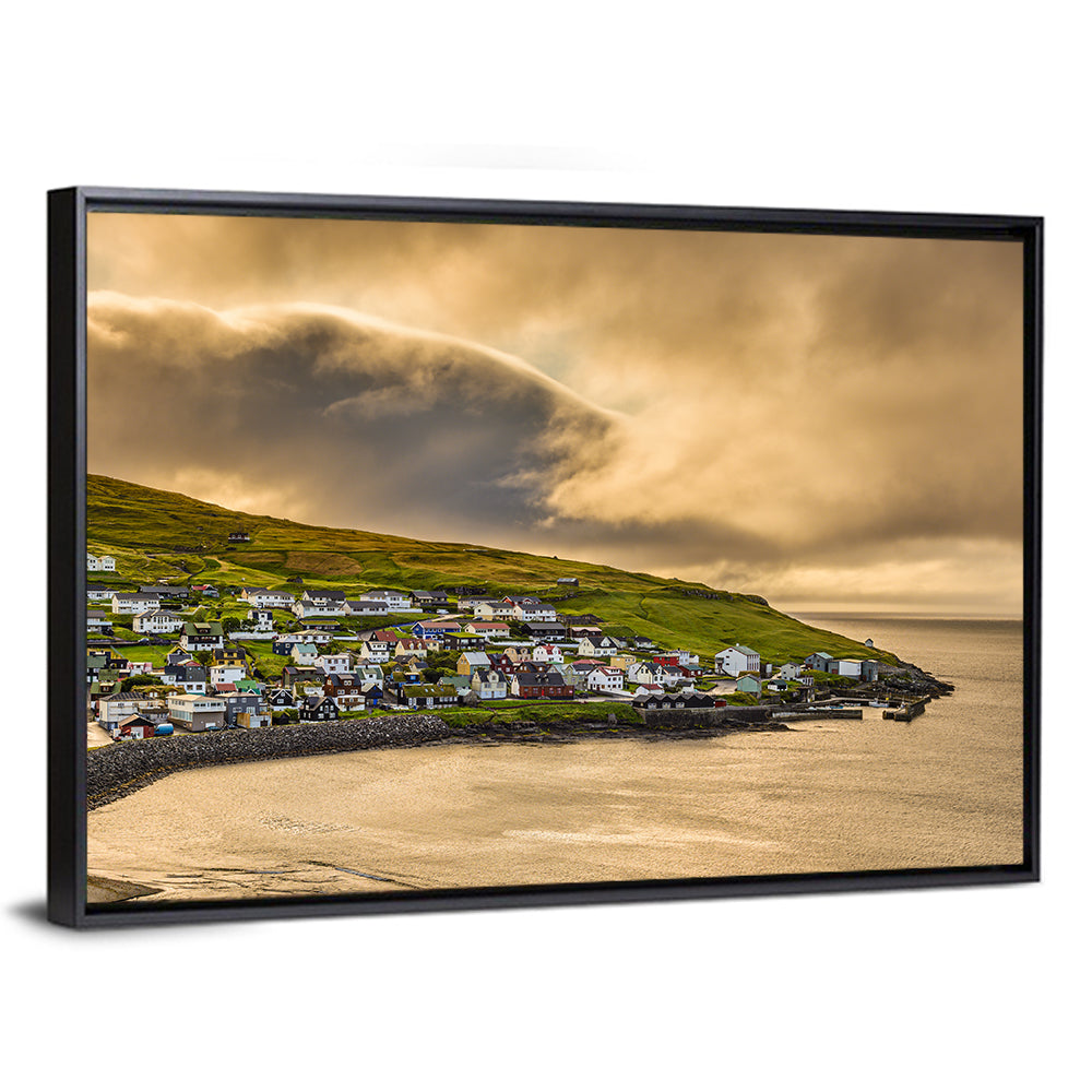 Coastal Village at Golden Hour Wall Art