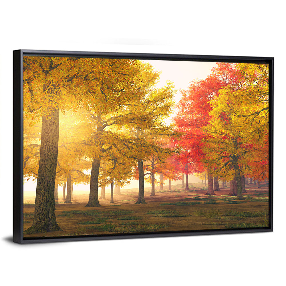 Foggy Autumn Forest Wall Art