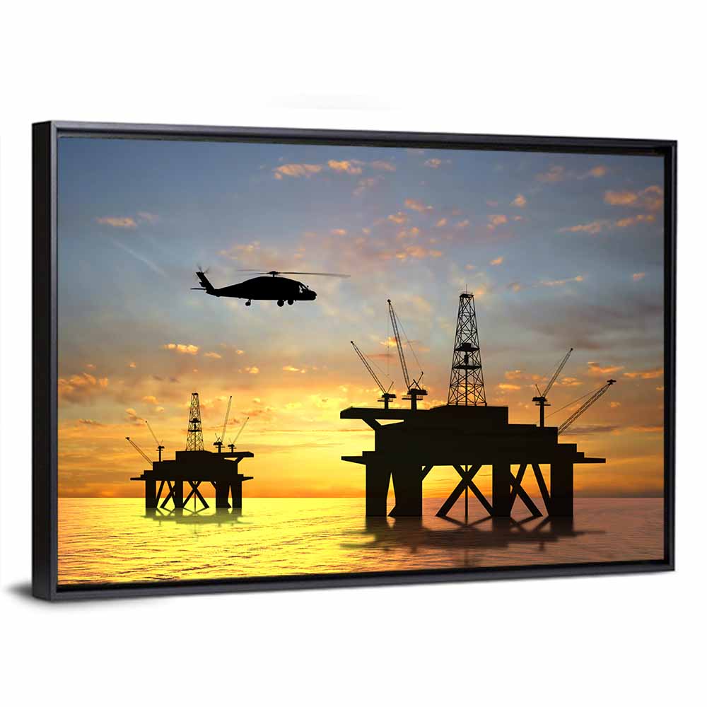 Oil Rigs Silhouette Wall Art