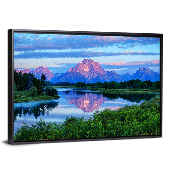 Oxbow Bend Dawn Reflection Wall Art as a framed canvas