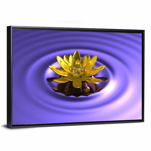 Golden Lotus & Waves Wall Art