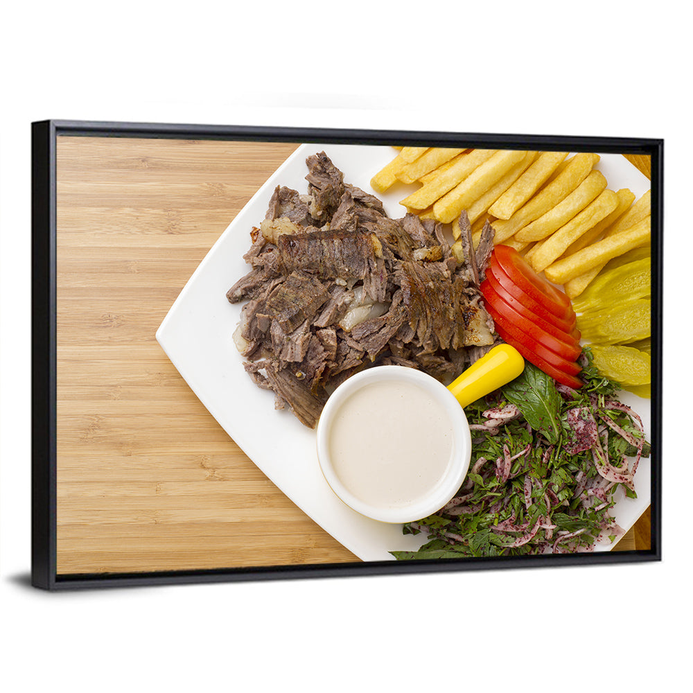 Shawarma and Fries Flat Lay Wall Art