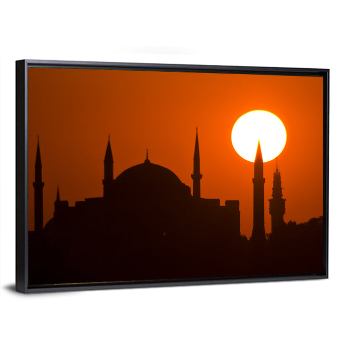 Hagia Sophia Silhouette at Sunset Wall Art as a framed canvas